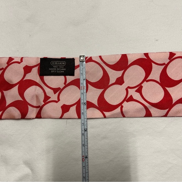 Coach Signature Print Silk Skinny Scarf - Picture 6 of 6